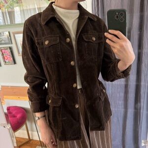 Vintage Jones New York Country Brown Corduroy Chore Coat Style Jacket Small